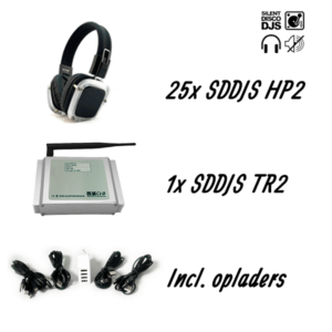 SDDJS 25HP2 Complete set met 25x HP2 Silent Disco hoofdtelefoon