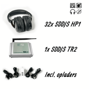 SDDJS 32HP1 Complete set met 32x HP1 Silent Disco hoofdtelefoon
