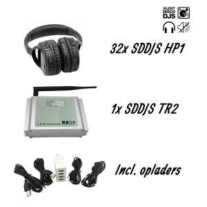 SDDJS 32HP1 Complete set met 32x HP1 Silent Disco hoofdtelefoon