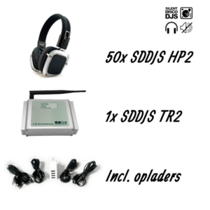 SDDJS 50HP2 Complete set met 50x HP2 Silent Disco hoofdtelefoon