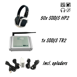 SDDJS 50HP2 Complete set met 50x HP2 Silent Disco hoofdtelefoon