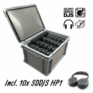 SDDJS CR101 Silent Disco Set met 10x HP1 hoofdtelefoon