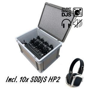 SDDJS CR102 Silent Disco Set met 10x HP2 hoofdtelefoon